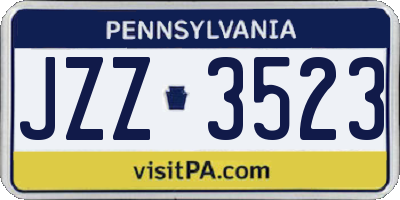 PA license plate JZZ3523