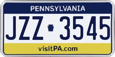 PA license plate JZZ3545