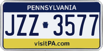 PA license plate JZZ3577