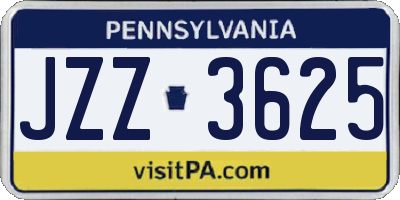 PA license plate JZZ3625