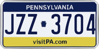 PA license plate JZZ3704