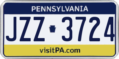 PA license plate JZZ3724