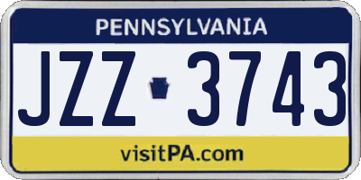 PA license plate JZZ3743