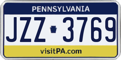 PA license plate JZZ3769