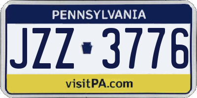 PA license plate JZZ3776