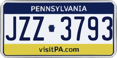 PA license plate JZZ3793