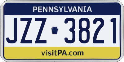 PA license plate JZZ3821