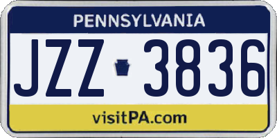 PA license plate JZZ3836