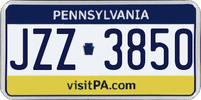 PA license plate JZZ3850