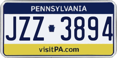 PA license plate JZZ3894