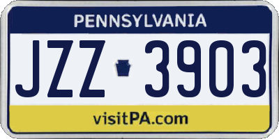 PA license plate JZZ3903