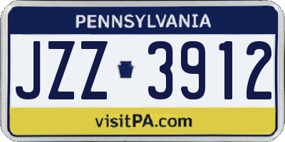 PA license plate JZZ3912