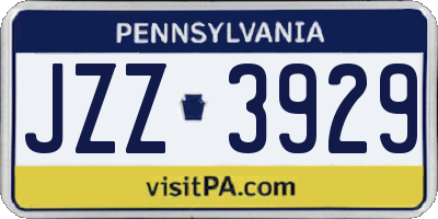 PA license plate JZZ3929