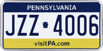 PA license plate JZZ4006