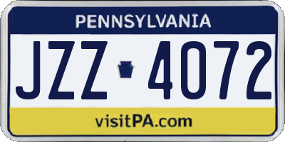 PA license plate JZZ4072