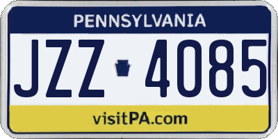PA license plate JZZ4085