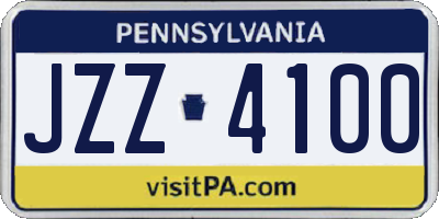 PA license plate JZZ4100