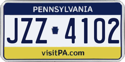 PA license plate JZZ4102