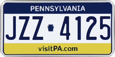 PA license plate JZZ4125