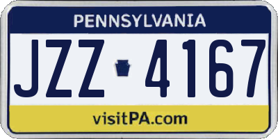PA license plate JZZ4167