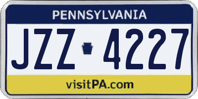 PA license plate JZZ4227