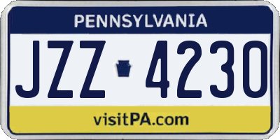 PA license plate JZZ4230