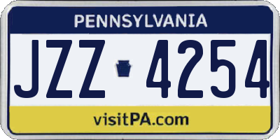 PA license plate JZZ4254