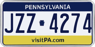 PA license plate JZZ4274