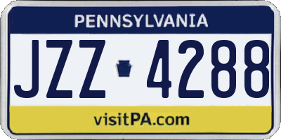 PA license plate JZZ4288