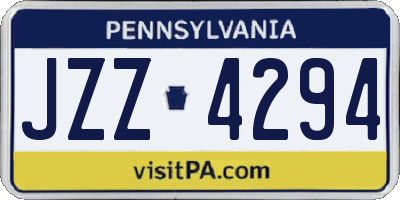 PA license plate JZZ4294