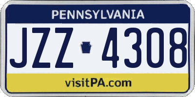 PA license plate JZZ4308