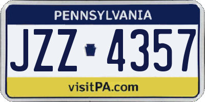 PA license plate JZZ4357