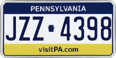PA license plate JZZ4398