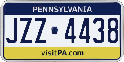 PA license plate JZZ4438
