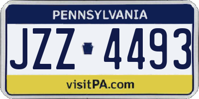 PA license plate JZZ4493