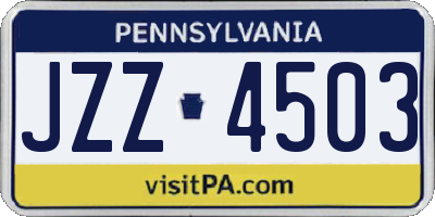 PA license plate JZZ4503