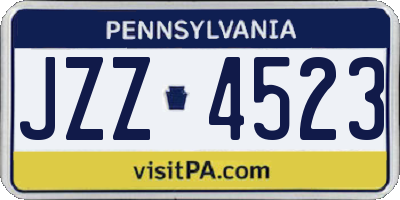 PA license plate JZZ4523