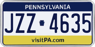 PA license plate JZZ4635