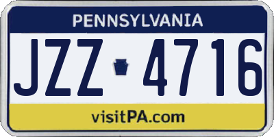 PA license plate JZZ4716