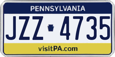 PA license plate JZZ4735