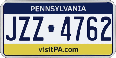 PA license plate JZZ4762