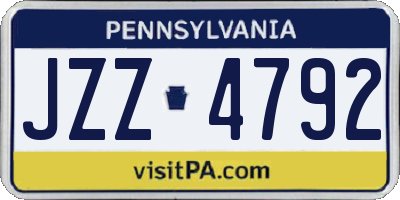 PA license plate JZZ4792
