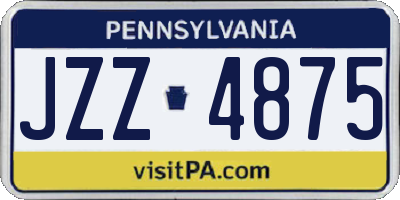 PA license plate JZZ4875