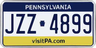 PA license plate JZZ4899
