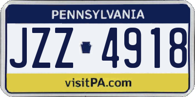 PA license plate JZZ4918