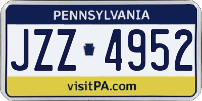 PA license plate JZZ4952
