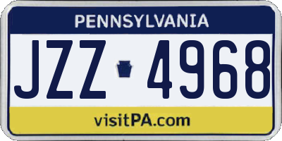PA license plate JZZ4968