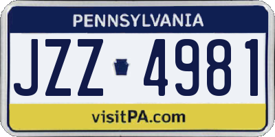 PA license plate JZZ4981