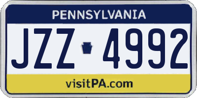 PA license plate JZZ4992