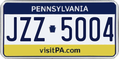 PA license plate JZZ5004